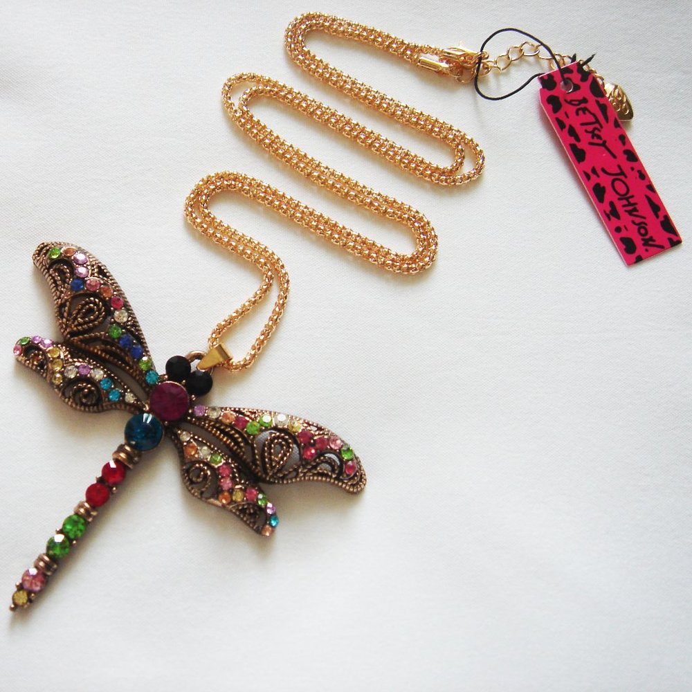 MULTICOLORED DRAGONFLY  BETSEY JOHNSON  NECKLACE.